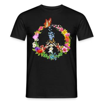 Papillon de signe de paix - T-shirt homme - noir - Devant - AI Model Male 178 light (178cm)