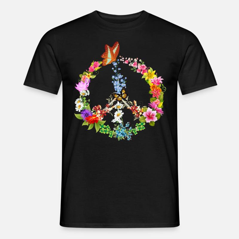 Peacezeichen Schmetterling - Männer T-Shirt - Schwarz