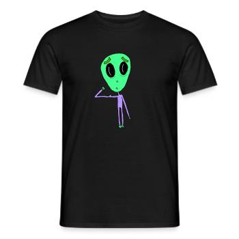 Alien with biceps - Men's T-Shirt - black - Front - AI Model Male 178 light (178cm)