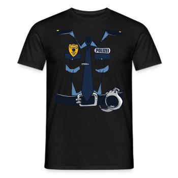 Costume d'uniforme de mardi gras carnaval policier - T-shirt homme - noir - Devant - AI Model Male 178 light (178cm)