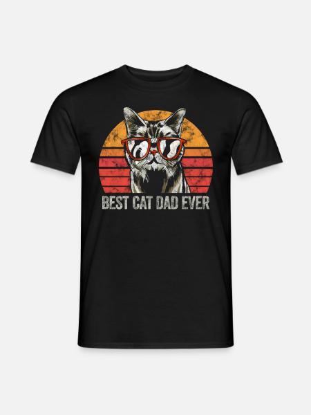 Best Cat Dad Ever Vintage Retro Motiv Geschenk - Männer T-Shirt - Schwarz