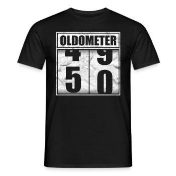 Oldometer 50 year old birthday gift - Men's T-Shirt - black - Front - AI Model Male 178 light (178cm)