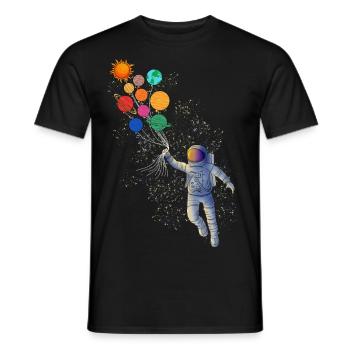 Astronaute et planète ballons - T-shirt homme - noir - Devant - AI Model Male 178 light (178cm)