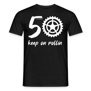 Birthday 50 50th bike MTB - Men's T-Shirt - black - Front - AI Model Male 178 light (178cm)