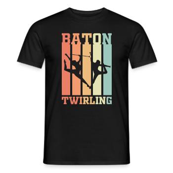 Baton Twirling Retro Gift - T-shirt homme - noir - Devant - AI Model Male 178 light (178cm)