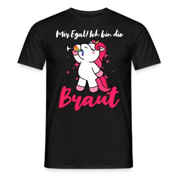 Ich bin die Braut JGA Party Junggesellen Einhorn - Männer T-Shirt - Schwarz - Vorne - AI Model Male 178 light (178cm)