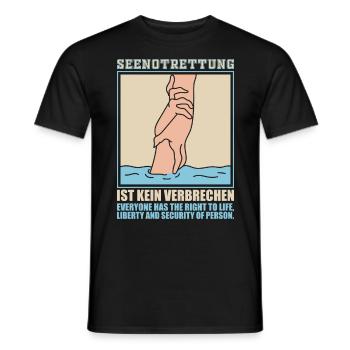 Seenotrettung gegen rechts & Fremdenhass - Männer T-Shirt - Schwarz - Vorne - AI Model Male 178 light (178cm)