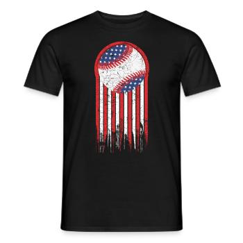 Baseball Ball vintage USA Flagge used look Design - Männer T-Shirt - Schwarz - Vorne - AI Model Male 178 light (178cm)