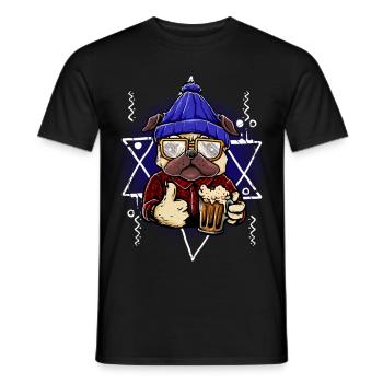 Chien avec de la bière - T-shirt homme - noir - Devant - AI Model Male 178 light (178cm)