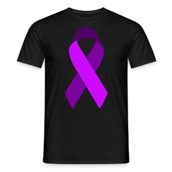 Awareness Lila Schleife Bauchspeicheldrüsenkrebs E - Männer T-Shirt - Schwarz - Vorne - AI Model Male 178 light (178cm)