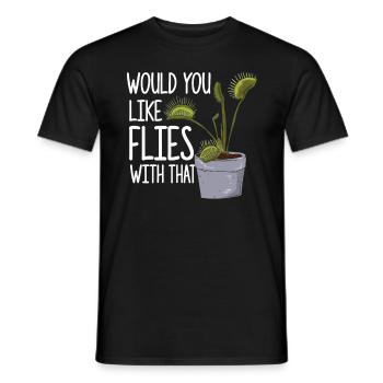 Fliegen damit - Lustige Venusfliegenfalle - Männer T-Shirt - Schwarz - Vorne - AI Model Male 178 light (178cm)