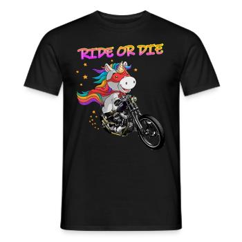 Ride OR The Unicorn Cool Biker shirt - Men's T-Shirt - black - Front - AI Model Male 178 light (178cm)