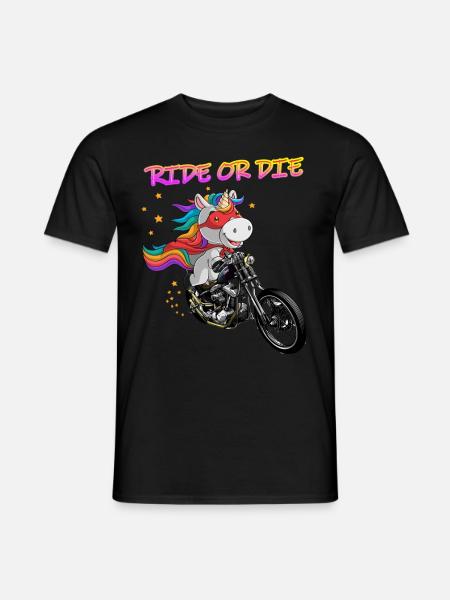 Ride OR Die Einhorn Cool Biker shirt - Männer T-Shirt - Schwarz