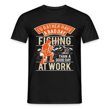 Lieber schlechter Angeltag als guter Arbeitstag - Männer T-Shirt - Schwarz - Vorne - AI Model Male 178 light (178cm)