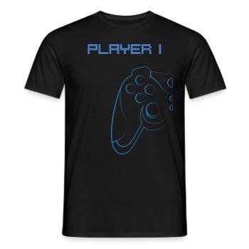 Player 1 partner look dad son gamer - Men's T-Shirt - black - Front - AI Model Male 178 light (178cm)