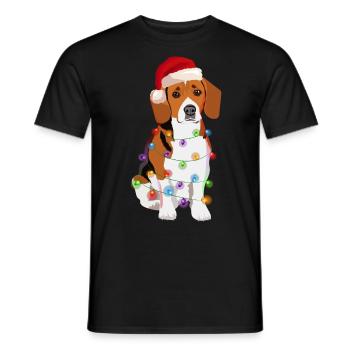 Beagle dog Christmas fairy lights - Men's T-Shirt - black - Front - AI Model Male 178 light (178cm)