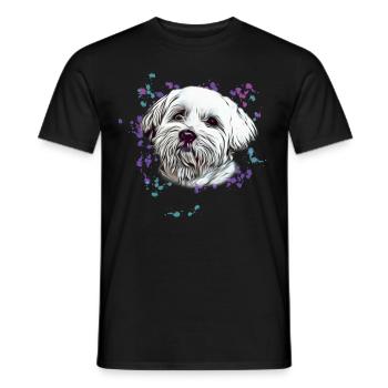 Maltese Dog Hunde Malteser Portrait Geschenk - Männer T-Shirt - Schwarz - Vorne - AI Model Male 178 light (178cm)