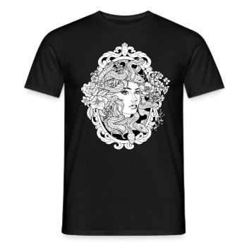 Medusa Schlangen Haar Griechisch Spiegel Schön - Männer T-Shirt - Schwarz - Vorne - AI Model Male 178 light (178cm)