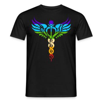 Kundalini chakra meditation winged serpent - Men's T-Shirt - black - Front - AI Model Male 178 light (178cm)