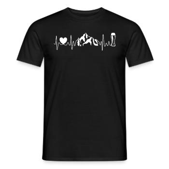 Heartbeat Mountains and Wheat Beer with Heart - Men's T-Shirt - black - Front - AI Model Male 178 light (178cm)