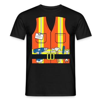 Construction worker vest costume construction site children - Men's T-Shirt - black - Front - AI Model Male 178 light (178cm)