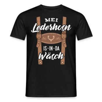 Mei Lederhosn is in da Wäsch Ersatz Lederhose Bua - Männer T-Shirt - Schwarz - Vorne - AI Model Male 178 light (178cm)