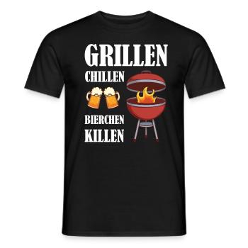 grillen fleisch bbq gartenparty grillfest geschenk - Männer T-Shirt - Schwarz - Vorne - AI Model Male 178 light (178cm)