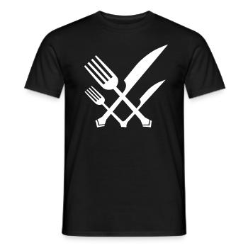 GABEL UND MESSER - Männer T-Shirt - Schwarz - Vorne - AI Model Male 178 light (178cm)
