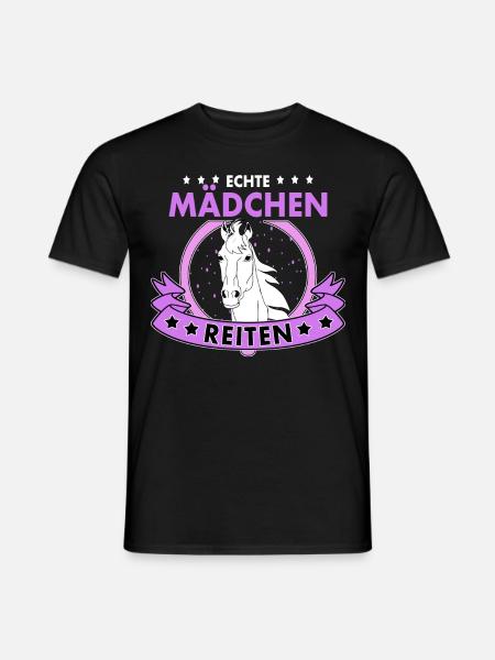 Echte Mädchen Reiten Pferde Reitsport - Männer T-Shirt - Schwarz