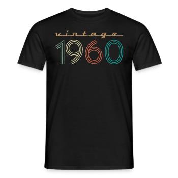 60e anniversaire femme 60 vintage août 1960 - T-shirt homme - noir - Devant - AI Model Male 178 light (178cm)