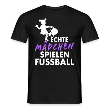 Echte Mädchen spielen Fussball Kicker Mannschaft - Männer T-Shirt - Schwarz - Vorne - AI Model Male 178 light (178cm)