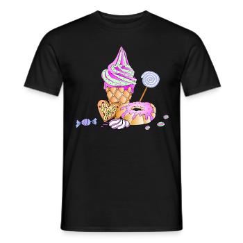 Crème glacée sundae bonbons confiserie sucre - T-shirt homme - noir - Devant - AI Model Male 178 light (178cm)