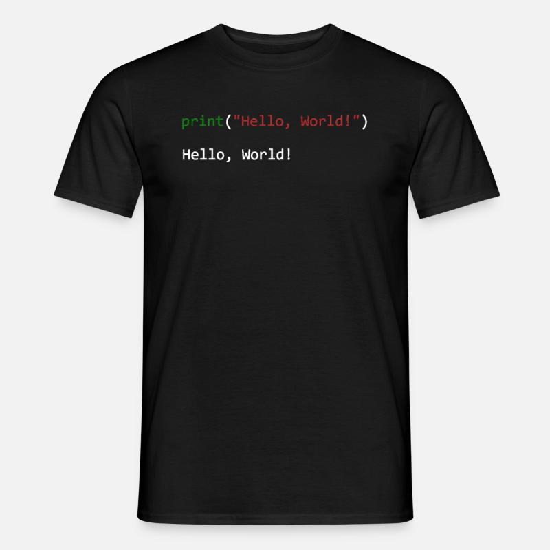 Programmeur de python cadeau Hello World - T-shirt homme - noir