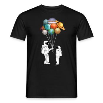 Astronaute astronome planète ballon cosmos - T-shirt homme - noir - Devant - AI Model Male 178 light (178cm)