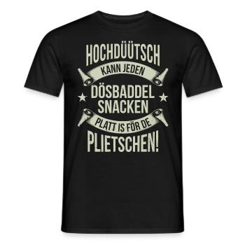 Hochdüütsch kann jeden Dösbaddel Plattdeutsch - Männer T-Shirt - Schwarz - Vorne - AI Model Male 178 light (178cm)