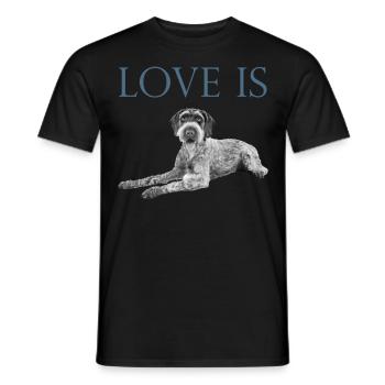 Love Is German Wirehaired Pointer Dog Saint Valentin - T-shirt homme - noir - Devant - AI Model Male 178 light (178cm)