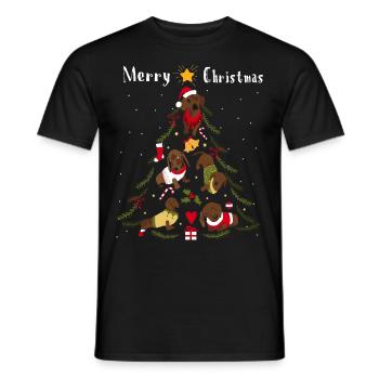 Dachshund Christmas tree dog Christmas - Men's T-Shirt - black - Front - AI Model Male 178 light (178cm)