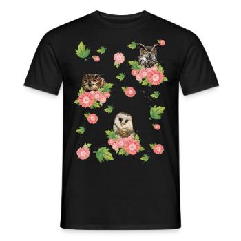 Owl and owls - Men's T-Shirt - black - Front - AI Model Male 178 light (178cm)