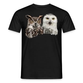Snowy Owl and American Owl - Men's T-Shirt - black - Front - AI Model Male 178 light (178cm)