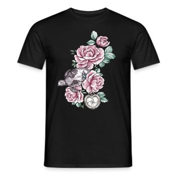 Schildkröte Atlantik Vintage Rosen Kompass Herz - Männer T-Shirt - Schwarz - Vorne - AI Model Male 178 light (178cm)