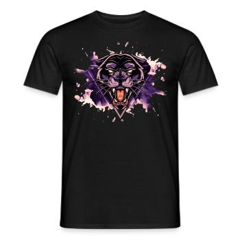 Panther Panter Purple Black Splash Predator Animal - Men's T-Shirt - black - Front - AI Model Male 178 light (178cm)