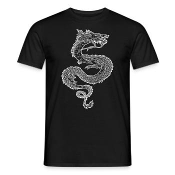 Japon dragon symbole minimaliste nuages blancs - T-shirt homme - noir - Devant - AI Model Male 178 light (178cm)