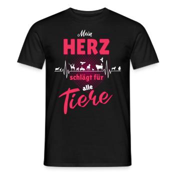 Tierschutz Herz schlägt für alle Tiere - Männer T-Shirt - Schwarz - Vorne - AI Model Male 178 light (178cm)