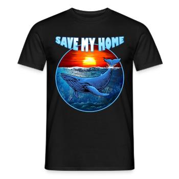 Save my Home - blue whale - whale - sea - ocean - Men's T-Shirt - black - Front - AI Model Male 178 light (178cm)