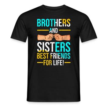 Frère soeur jumeaux frères et sœurs - T-shirt homme - noir - Devant - AI Model Male 178 light (178cm)