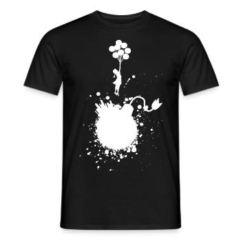 Evacuation Girl with Balloons - Men's T-Shirt - black - Front - AI Model Male 178 light (178cm)