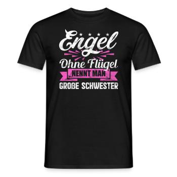 Engel ohne Flügel nennt man große Schwester - Männer T-Shirt - Schwarz - Vorne - AI Model Male 178 light (178cm)