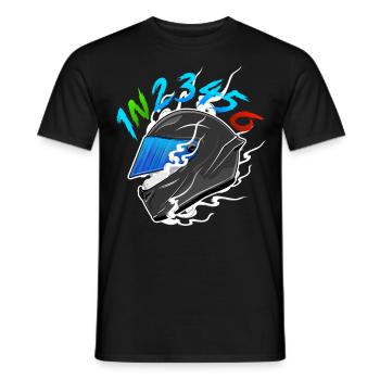 Moto moto casque 1N23456 - T-shirt homme - noir - Devant - AI Model Male 178 light (178cm)