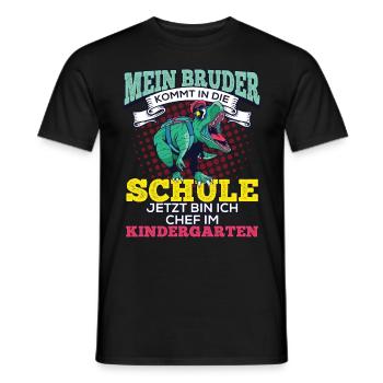 Einschulung Geschwister Geschenk Bruder Dino T-Rex - Männer T-Shirt - Schwarz - Vorne - AI Model Male 178 light (178cm)