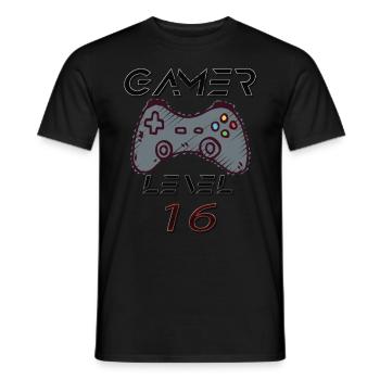 T-shirt Gamer 16 Ans – Niveau de Jeu Complété - T-shirt homme - noir - Devant - AI Model Male 178 light (178cm)
